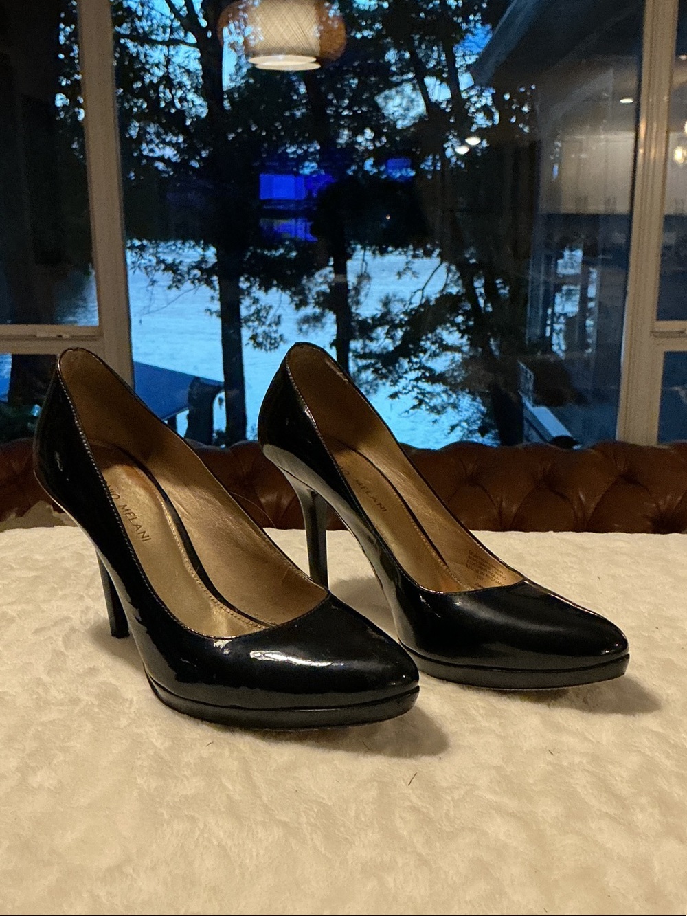 ANTONIO MELANI Black Patent Leather High Heel Pumps